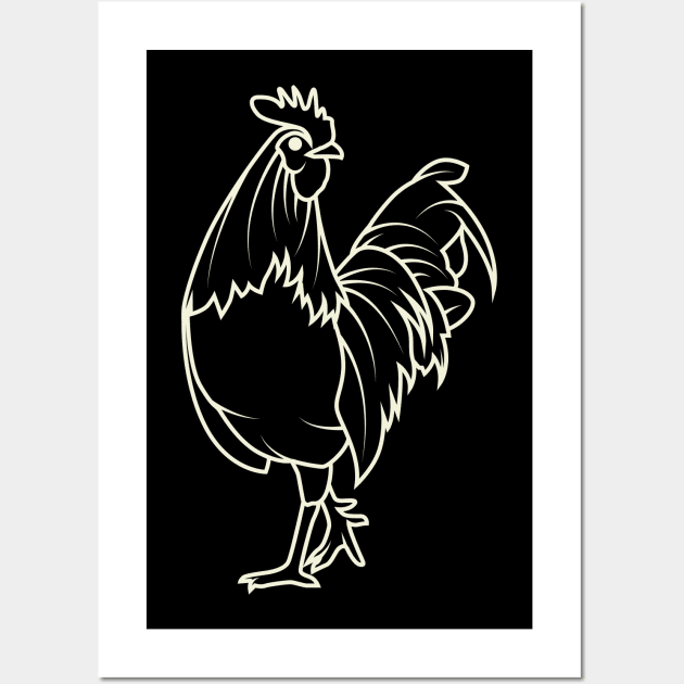 Aesthetic Lineart Rooster Wall Art by crissbahari